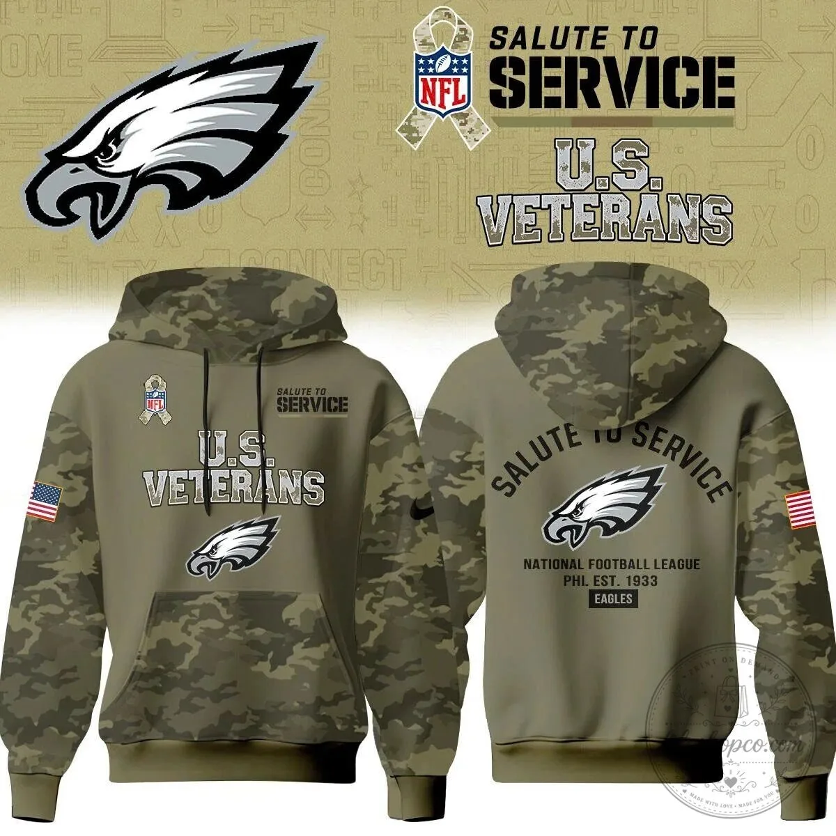 Philadelphia Eagles Salute To Service United States Veterans Camouflage Hoodie